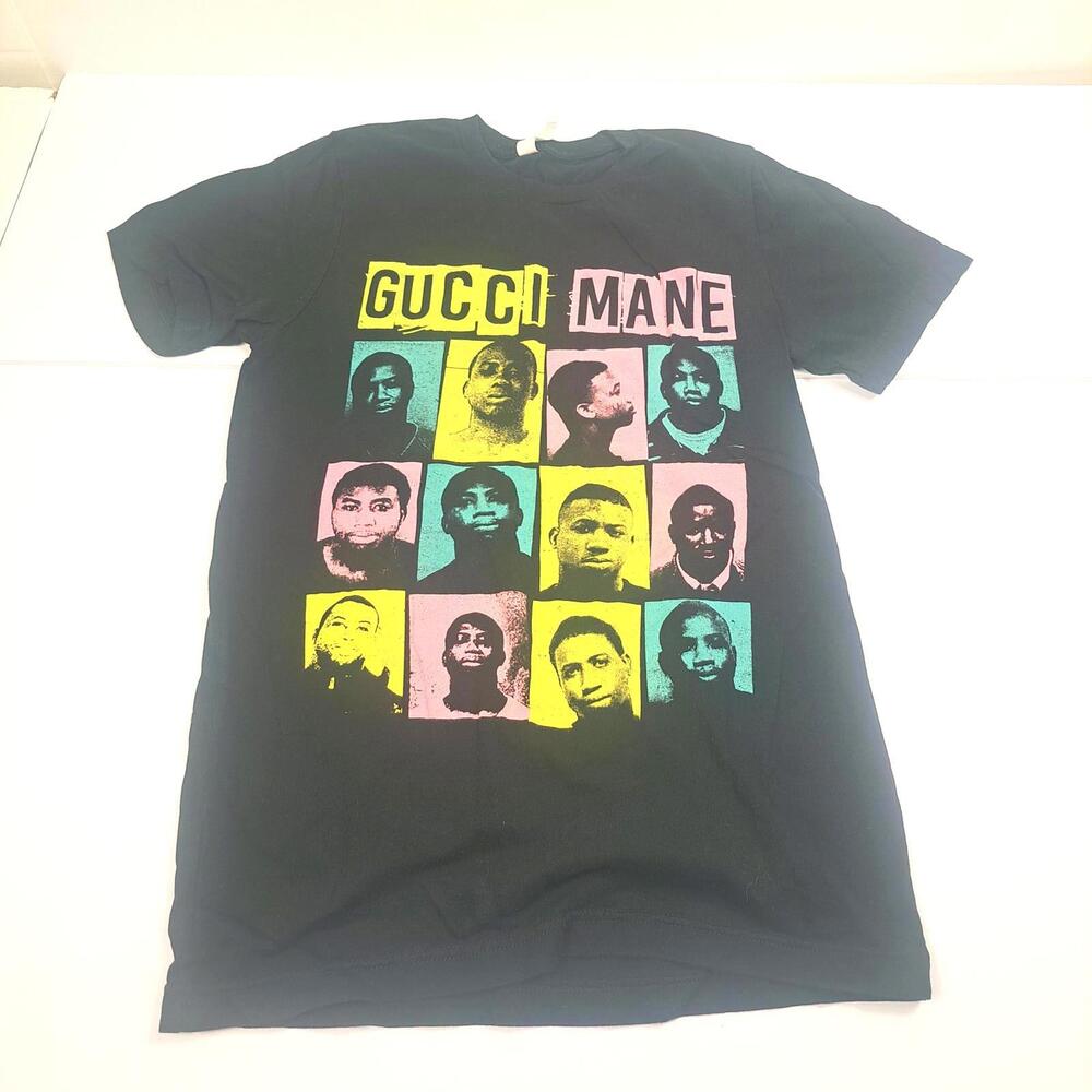 Gucci Mane‎ Mugshot Graphic Tee Bella Canvas Black Pop Art Hip Hop T-Shirt Small